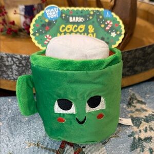 Bark Green Plush Mug Dog Toy with White Marshmallow for large (50+ lbs) dogs